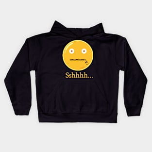 Smiley Facewith Zipper Mouth Be Quiet Kids Hoodie